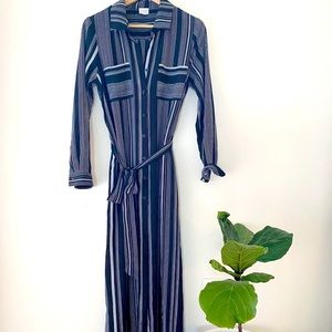 Black and white striped shirt dress